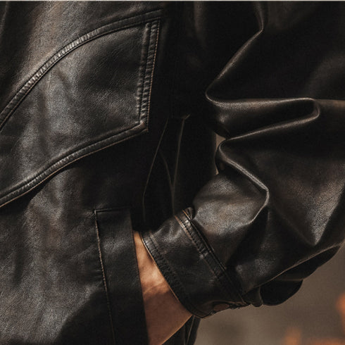 Vintage Leather-Like Blouson P1842